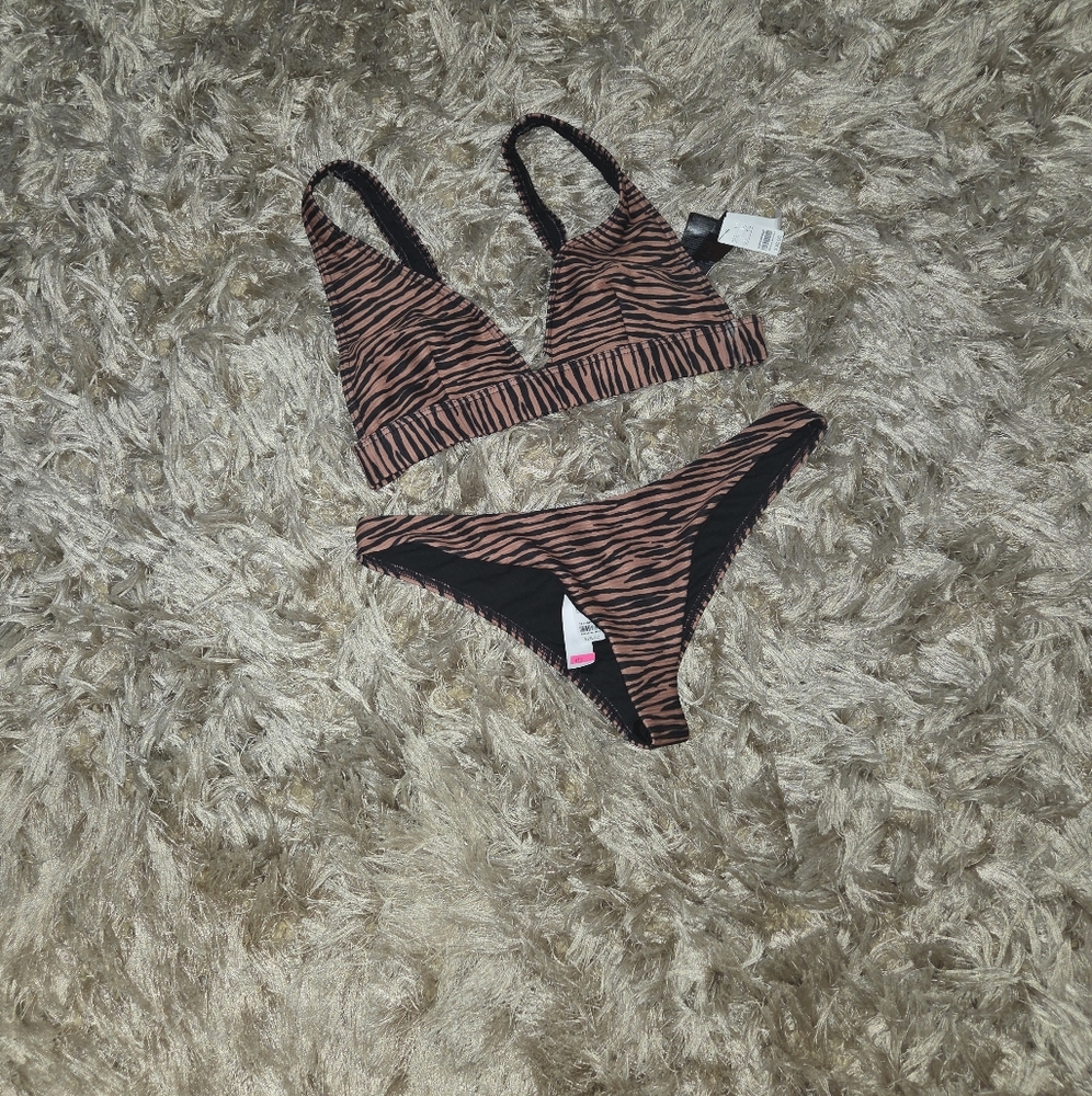 H&M Zebra Print Bikini - Black and Brown